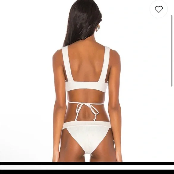 Lovers & Friends Revolve Sade White Bikini set Wraparound Tie Closure Ribbed M - Picture 3 of 11